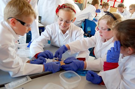 Hands-on science programme at Baileys Court Primary School, Bradley Stoke, Bristol.