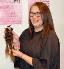 Wendy Donaldson has her hair lopped to help the Little Princess Trust create a real-hair wig for a sick child.