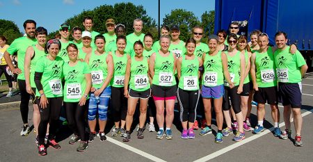 Members of North Bristol Running Group prior to the start of the Bradley Stoke 10k Run on Sunday 7th June.