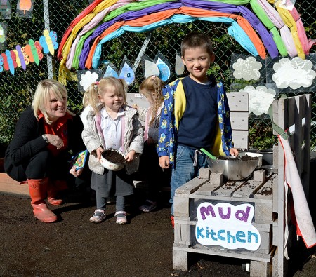 Bug hotel created by volunteers from Lloyds Banking Group at Abacus Pre-School @ Meadowbrook, Bradley Stoke, Bristol.