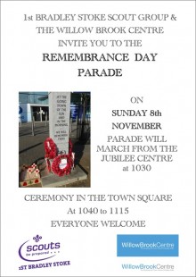 Bradley Stoke Remembrance parade on Sunday 8th November 2015.