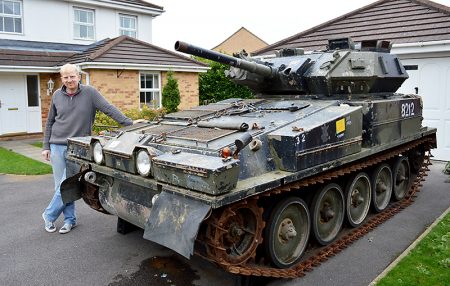 Jeff Woolmer with the Scorpion light tank he purchased via an online auction site.