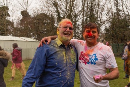 Bradley Stoke Mayor Roger Avenin attends a Holi celebration.