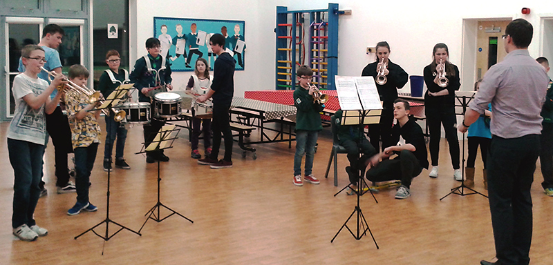 Practice session for the 1st Bradley Stoke Scout Group's marching band.