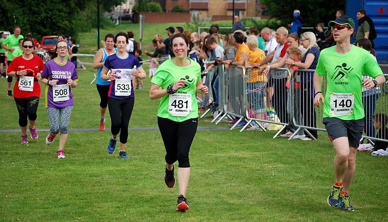 Runners approach the finish line in the 2016 Bradley Stoke 10k.