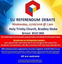 EU Referendum debate in Bradley Stoke on 22nd June 2016.