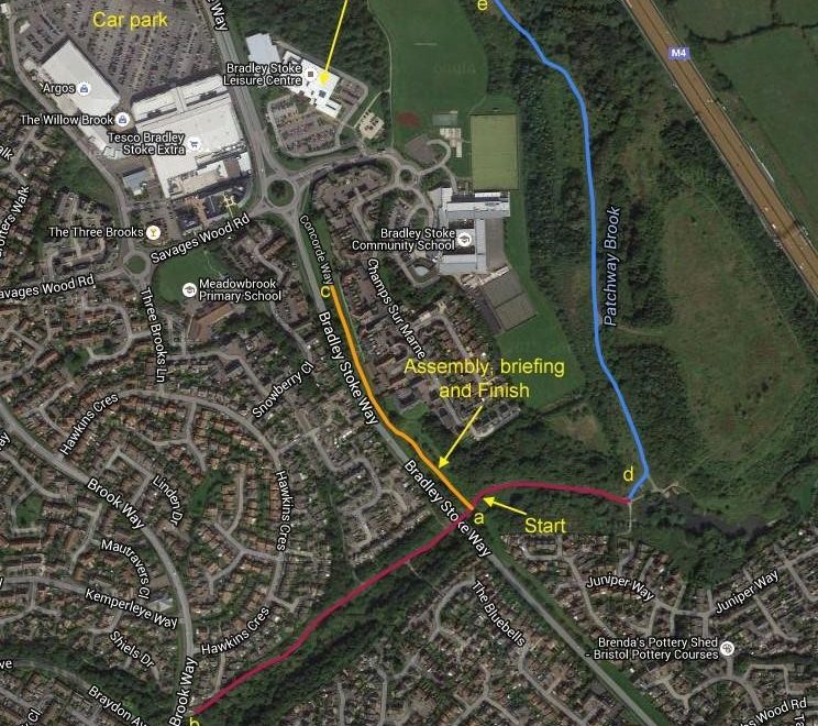 Route of proposed parkrun in the Three Brooks Local Nature Reserve, Bradley Stoke.
