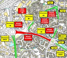Traffic management plan for a temporary closure of Bradley Stoke Way.