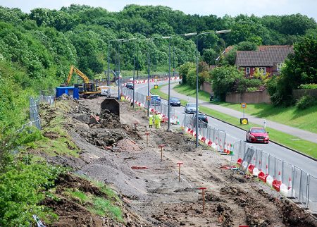 MetroBus construction work between Primrose Bridge and the Willow Brook Centre in Bradley Stoke.