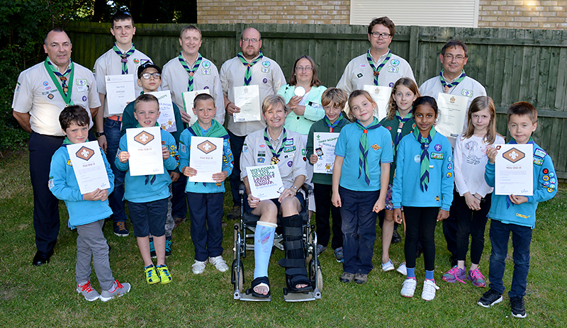 Some of the award winners honoured at the 2016 AGM of the 1st Bradley Stoke Scout Group.