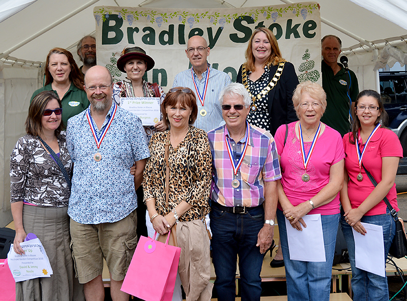 Prize winners and runners-up in the Bradley Stoke in Bloom 2016 Best Front Garden competition.