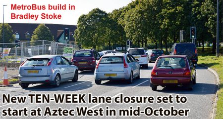 New TEN-WEEK lane closure set to start at Aztec West in mid-October.