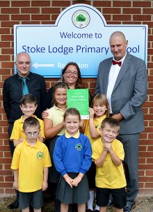 Presentation of a commemorative plaque to mark Stoke Lodge Primary School's joining of the Olympus Academy Trust.
