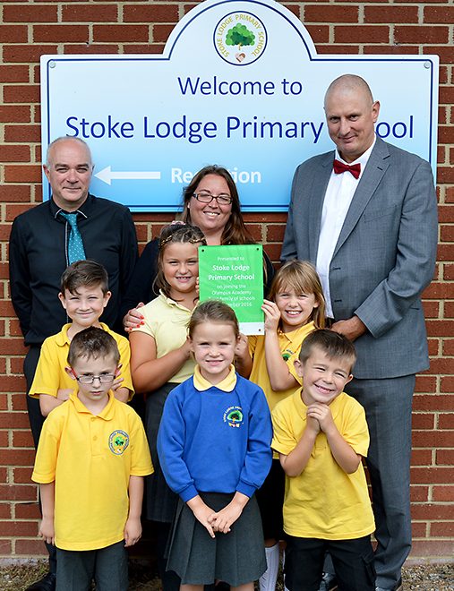 Presentation of a commemorative plaque to mark Stoke Lodge Primary School's joining of the Olympus Academy Trust.