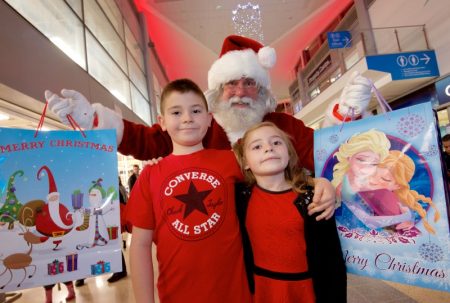 Brother and sister Callum and Chloe Cockle, who switched on the Christmas lights at the Willow Brook Centre in Bradley Stoke.