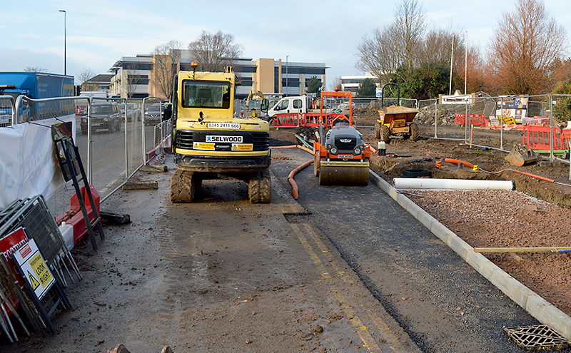 Work under way on the Aztec West Roundabout A38 southbound widening scheme.