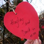 Message on the 'Valentine's tree' created by Bradley Stoke in Bloom.