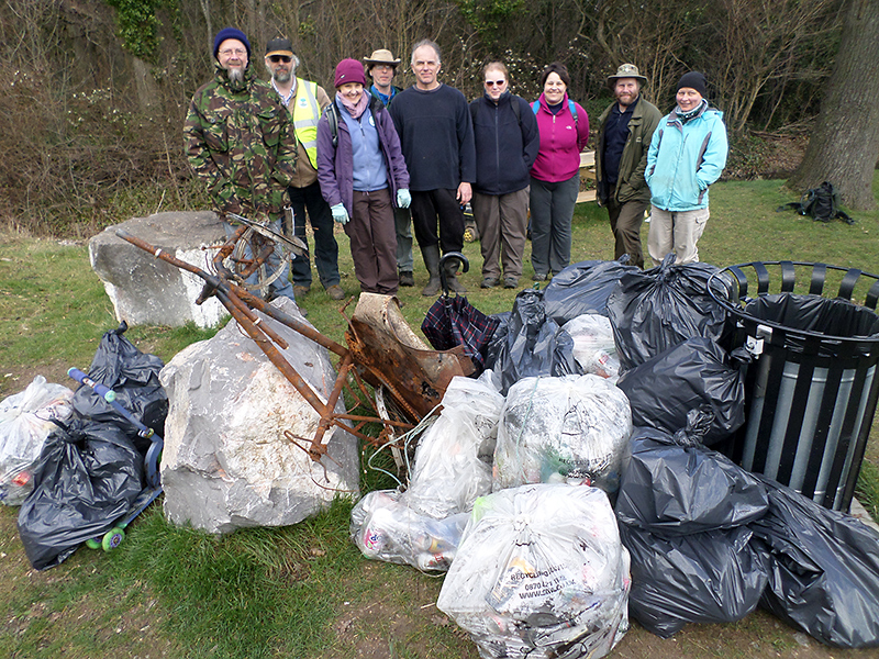 Volunteers from the Three Brooks Local Nature Conservation Group with rubbish collected during their Big Spring Clean.