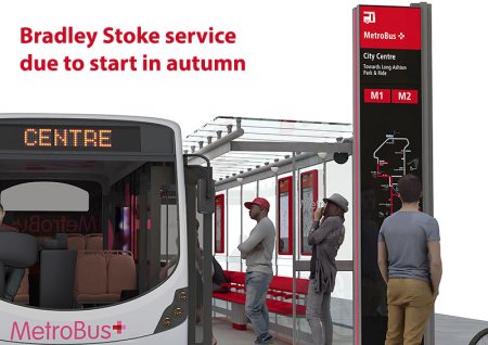 Artist's impression of a MetroBus stop with iPoint.