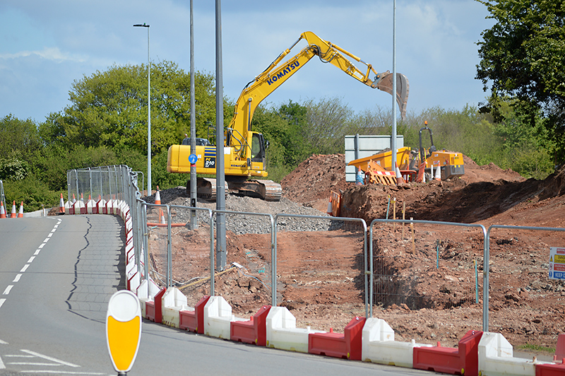 Photo of MetroBus construction work near Great Stoke Roundabout.