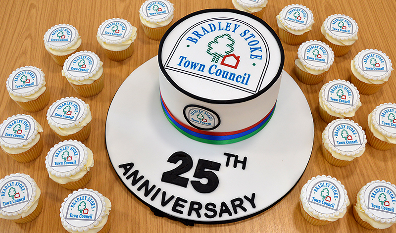 Photo of celebratory cake created to mark the 25th anniversary of Bradley Stoke Town Council.