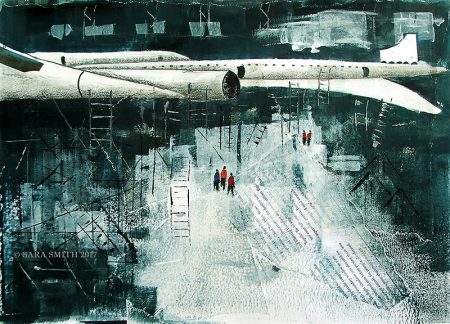 Concorde Assembly Line, by Sara Smith (mixed media).