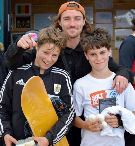 Prizewinners in the skateboard open category.