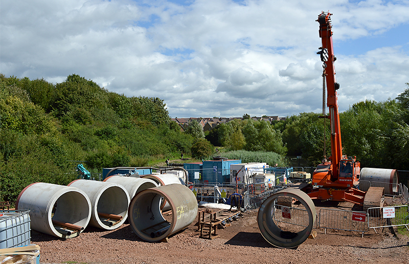 Photo of Wessex Water site compound near the 'duck pond'.