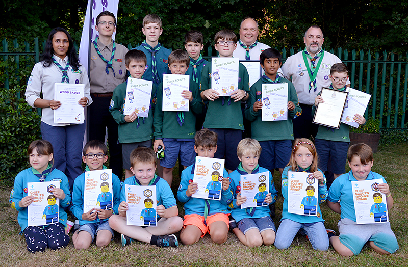 Some of the awards winners honoured at the 1st Bradley Stoke Scout Group's AGM on 12th July 2017.