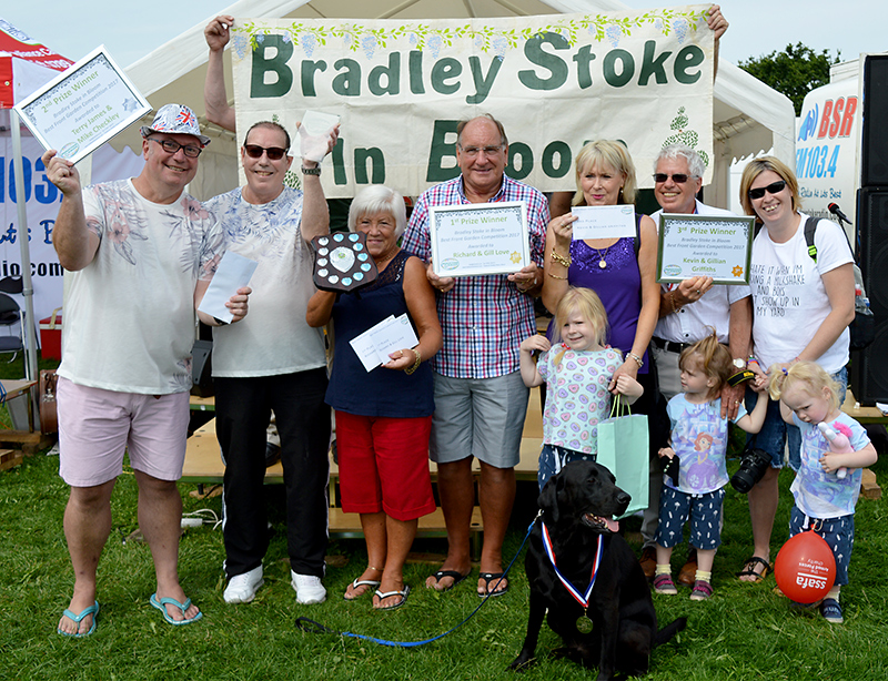 Prize winners (1st to 3rd place) in the 2017 Bradley Stoke in Bloom Best Front Garden competition.