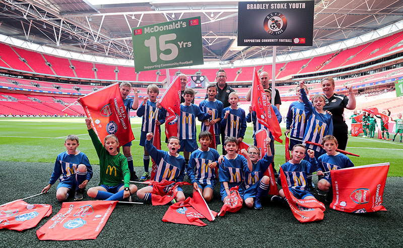 Photo of players from Bradley Stoke Youth FC at Wembley.