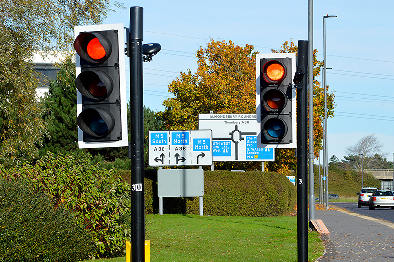 Photo of traffic lights at the pedestrian crossing.