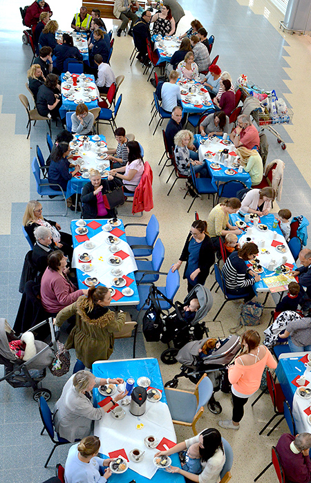 Photo of the cream tea event taken from the balcony.