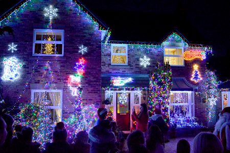 Photo of the Christmas lights at 10 Watch Elm Close.