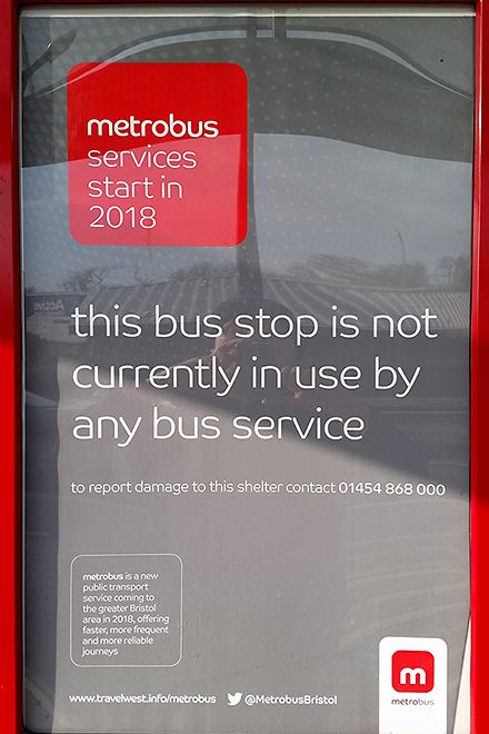 Poster in MetroBus Shelter: "This bus stop is not currently in use by any bus service".