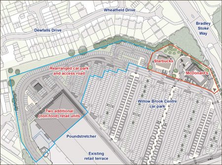 Willow Brook Centre expansion masterplan (annotated extract).