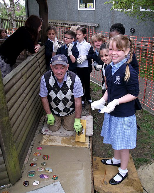 A 'memory path' being installed at St Chad's Primary School, Stoke Lodge.