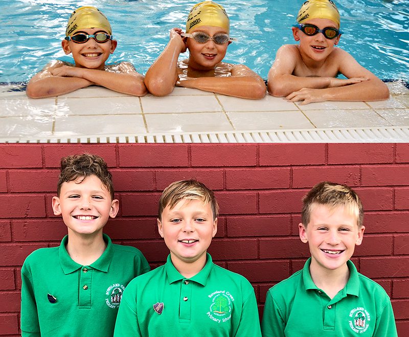 Bowsland Green 'Swim the Channel' team. L-r Finley Palmer, Archie Matthews and Joe Moody.