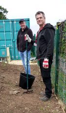 Photo of Graham Baker carrying out landscaping work at Bradley Stoke Skate Park.