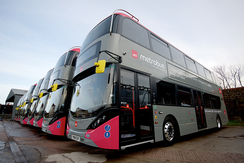 Photo showing a line of M1 MetroBus vehicles at the BCT depot in Bedminster.