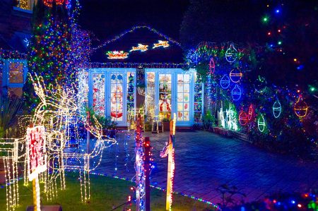 Watch Elm Close charity Christmas lights display.