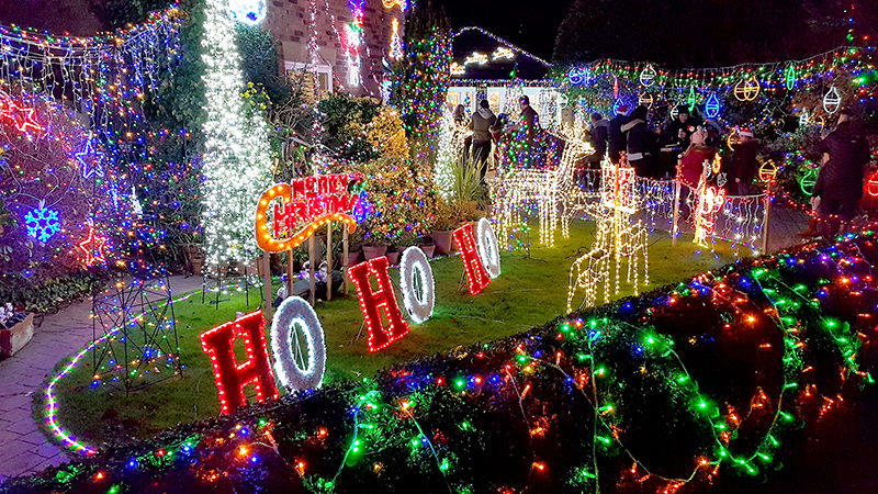 Watch Elm Close charity Christmas lights display.