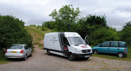 A mobile CCTV operational unit in the Three Brooks Local Nature Reserve.