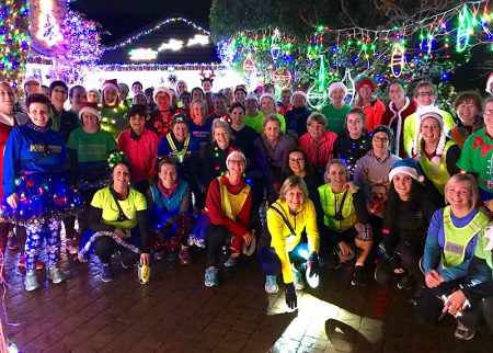 Photo of members of Sole Sisters running club on a visit to see the lights.