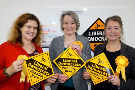Photo of prospective parliamentary candidates (l-r): Louise Harris, Claire Young and Dine Romero.
