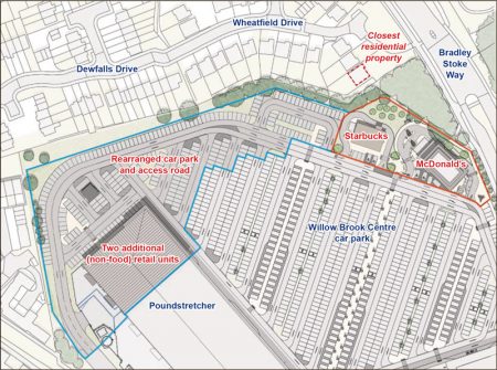 Willow Brook Centre expansion masterplan (annotated extract).