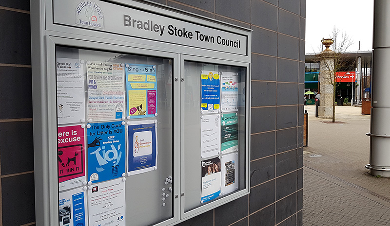 Photo of the new town council noticeboard.