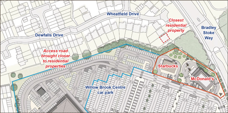 Willow Brook Centre expansion masterplan (annotated extract).