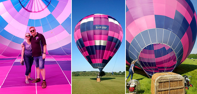 Collage of photographs showing the Purple Rain balloon team.