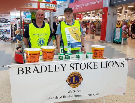 Photo of members of Bradley Stoke Lions Club hosting a stand at the Willow Brook Centre.
